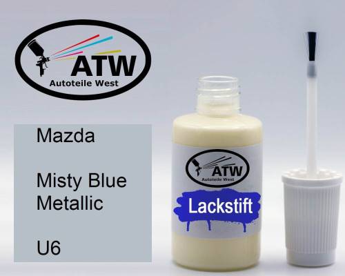 Mazda, Misty Blue Metallic, U6: 20ml Lackstift, von ATW Autoteile West.